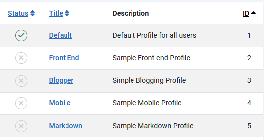 V4 JCE profiles list