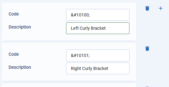 V4 curly brackets