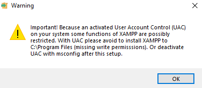 V4 Xampp user account  warning